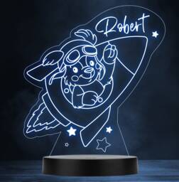 Dog Space Rocket Personalised Gift Colour Changing Led Lamp Night Light