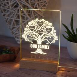 Anniversary Gift For Grandparents. Personalised Family Tree Lamp. Unique Birthday Gift For Granny. Grandma Present With Grandchildren Names - thumbnail 2