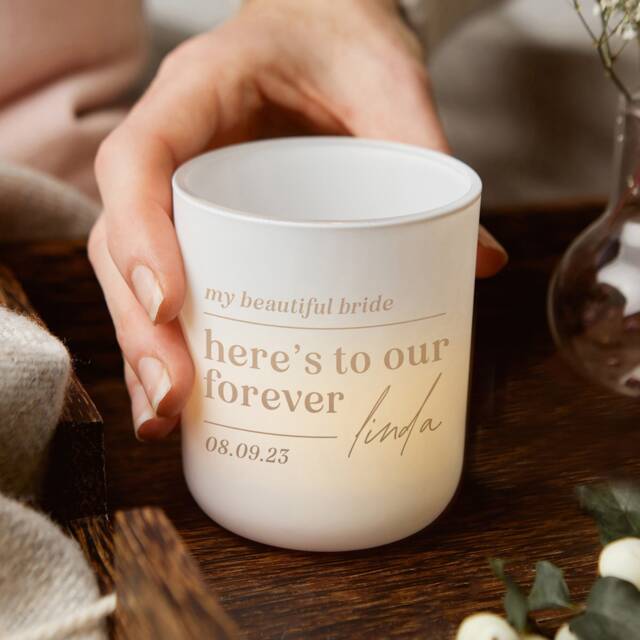 Personalised Wedding Tealight Holder Gift For Wife - Soy Wax Candles - image 1