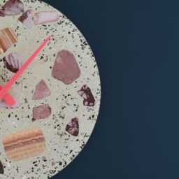 Salceson Handmade Terrazzo Wall Clock Concrete Design With Wooden Hands - Unique Modern Home Decor - thumbnail 3