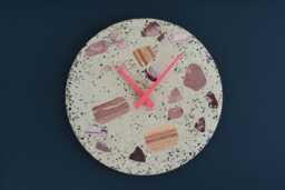 Salceson Handmade Terrazzo Wall Clock Concrete Design With Wooden Hands - Unique Modern Home Decor - thumbnail 1