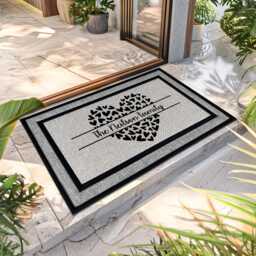 New Lovers Doormat For Valentines Day - Welcome Heart Family Name Allweather Rug Customised Couple Home Decor Weatherproof Mat - thumbnail 2