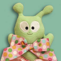 Green Alien Baby Security Blanket Fleece & Satin Lovey - thumbnail 2