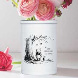 Winnie The Pooh Personalised Ceramic Vase For A Special Friend - Good Friends Are Like Stars Quote Birthday Gift - thumbnail 1