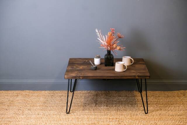 Handmade Reclaimed Wood Coffee Table Industrial Steel Legs - image 1