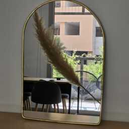 Moroccan Handmade Brass Wall Mirror in Door Shape - thumbnail 2
