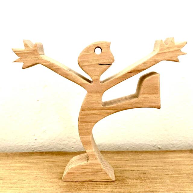 Joyful, Original Wooden Sculpture 2.5D