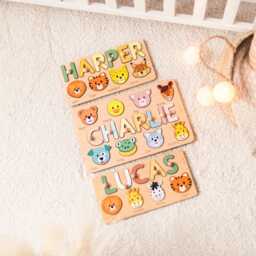 Farm Animals Nursery Decor Name Puzzle Personalized Gift For Kids 1st Birthday Baby Shower Educational Toys Unique Christmas Gifts - thumbnail 3