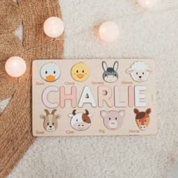Farm Animals Nursery Decor Name Puzzle Personalized Gift For Kids 1st Birthday Baby Shower Educational Toys Unique Christmas Gifts