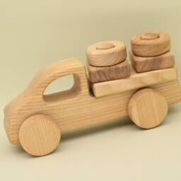 Wooden Car Constructor Montessori Building Blocks, Handmade Ash Wood Toy - thumbnail 2