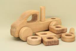 Wooden Car Constructor Montessori Building Blocks, Handmade Ash Wood Toy - thumbnail 1