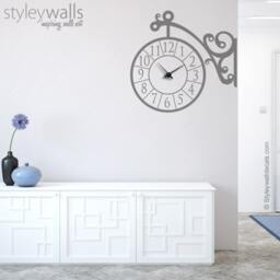 Clock Wall Decal, Sticker, Corner Clock, Living Room Decor, Office Hallway Entrance Decor - thumbnail 3