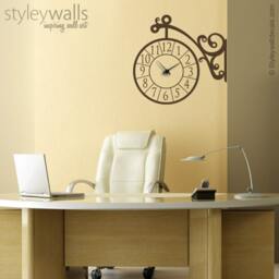 Clock Wall Decal, Sticker, Corner Clock, Living Room Decor, Office Hallway Entrance Decor - thumbnail 2