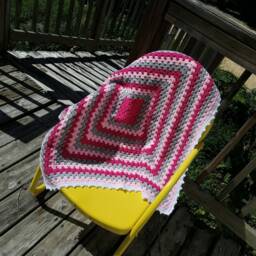 Crochet Baby Blanket Pink, Gray, White, Granny Square