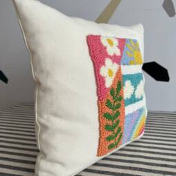 Punch Needle Pillow Cover, Unique Baby Shower Gift, Embroidered Letter Throw Personalized Cushion Custom Room Decor - thumbnail 2