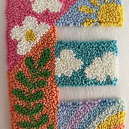 Punch Needle Pillow Cover, Unique Baby Shower Gift, Embroidered Letter Throw Personalized Cushion Custom Room Decor - thumbnail 3