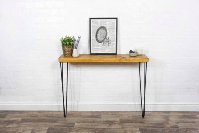 Rustic Console Table With Hair Pin Legs - Reclaimed Timber Style Solid Wood Furniture - image 1