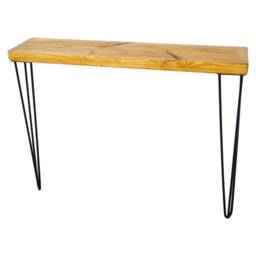 Rustic Console Table With Hair Pin Legs - Reclaimed Timber Style Solid Wood Furniture - thumbnail 2