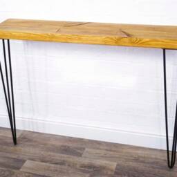 Rustic Console Table With Hair Pin Legs - Reclaimed Timber Style Solid Wood Furniture - thumbnail 3