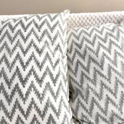Cushion/Throw Pillow Covers, Block Print Cotton, Floral Motif, 16x16 Inches.black, White , Monochrome Pillow Case, Accent Cushion, Floor - thumbnail 3