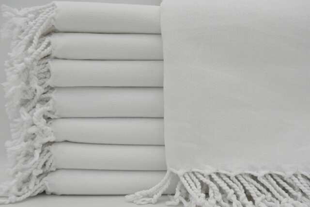 Flat White Towel, Paintable Towel, Turkish Peshtemal, White Towel, 40''x70'', Cotton Towel, Beach Towel, 100x180, Bath Towel, B1-Beyaz - image 1