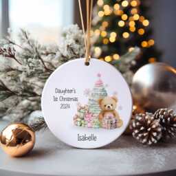Granddaughter's 1st Xmas Bauble, Santa Christmas Tree Decoration For Grandchild, Decorations, Gift - thumbnail 3