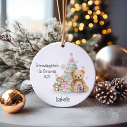 Granddaughter's 1st Xmas Bauble, Santa Christmas Tree Decoration For Grandchild, Decorations, Gift - thumbnail 1