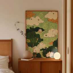 Lotus Garden Poster, Botanical Pond Print, Asian Wall Art - thumbnail 2