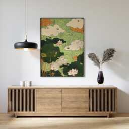 Lotus Garden Poster, Botanical Pond Print, Asian Wall Art - thumbnail 3