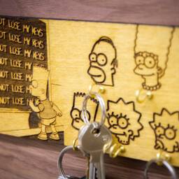 The Simpsons Inspired Chalkboard Gag - Wooden Kerying & Wall Mount Laser-Cut Keyring Rack Pop Culture 90S Decor Geeky Gift - thumbnail 4