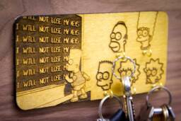 The Simpsons Inspired Chalkboard Gag - Wooden Kerying & Wall Mount Laser-Cut Keyring Rack Pop Culture 90S Decor Geeky Gift