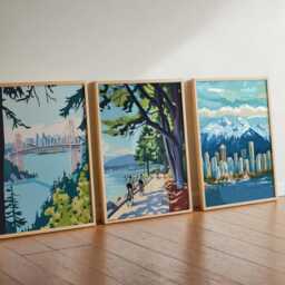 Set Of 3 Vancouver Posters, Canada Travel Prints, Canadian City Wall Art Set, Mountain Decor, Urban Nature Prints - thumbnail 3
