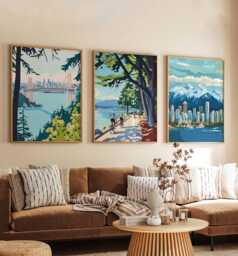 Set Of 3 Vancouver Posters, Canada Travel Prints, Canadian City Wall Art Set, Mountain Decor, Urban Nature Prints