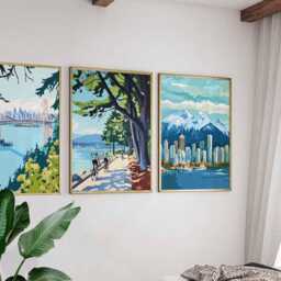Set Of 3 Vancouver Posters, Canada Travel Prints, Canadian City Wall Art Set, Mountain Decor, Urban Nature Prints - thumbnail 4
