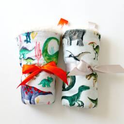 Dream Lovie. Security Blanket. Personalized Lovey. Faux Fur Colorful Dinosaurs. Mini Baby Minky Shower Gift - thumbnail 3