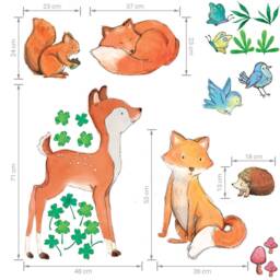 Wall Decor Big Set Forest Wild Animals, Kids Room Wall Art, Nursery Decor, Decals, Wallpaper, Animal Wallpaper - thumbnail 2