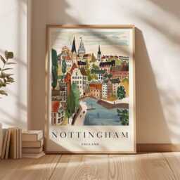 Nottingham England Travel Poster Cityscape Wall Art - thumbnail 3