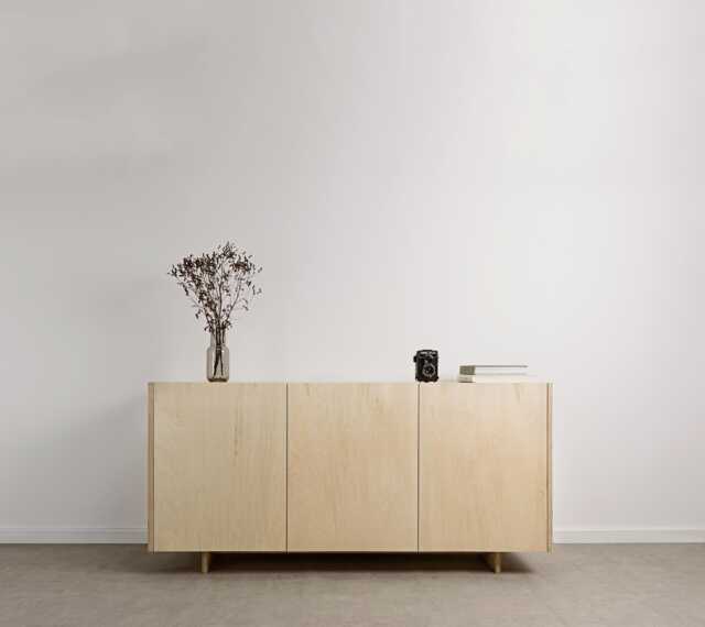 Minimalist Plywood Sideboard For Living Room - Japandi & Scandinavian Fully Assembled Storage Cabinet Ototo.01 - image 1
