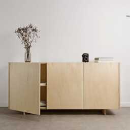 Minimalist Plywood Sideboard For Living Room - Japandi & Scandinavian Fully Assembled Storage Cabinet Ototo.01 - thumbnail 2