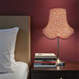 Handmade William Morris Crimson Red Willow Bough Fabric Scalloped Lampshade Burgundy Braid, British Bespoke Made - thumbnail 2