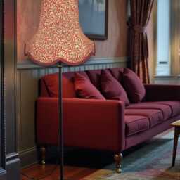 Handmade William Morris Crimson Red Willow Bough Fabric Scalloped Lampshade Burgundy Braid, British Bespoke Made - thumbnail 3