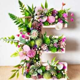 Faux Succulent Wall Letter Plant Decor Sign, Moss Art - 8 Inches/20cm - thumbnail 2