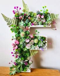 Faux Succulent Wall Letter Plant Decor Sign, Moss Art - 8 Inches/20cm - thumbnail 1