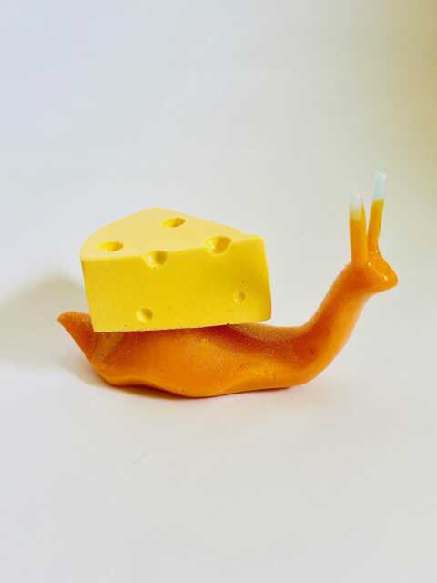 Jumbo Cheese Snail/Funky Art/Quirky/Dopamine Decor/Pop Art/Kitschy Decor/Funny Decor/Food Decor/Fake Food/Weird Art/Maximalist Decor - image 1