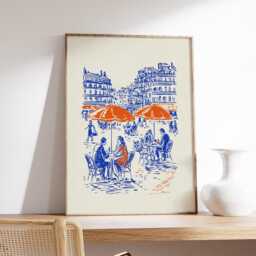 Paris Street Caf?? Poster, French Wall Art For Living Room Or Kitchen Decor - thumbnail 2