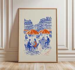 Paris Street Caf?? Poster, French Wall Art For Living Room Or Kitchen Decor - thumbnail 1