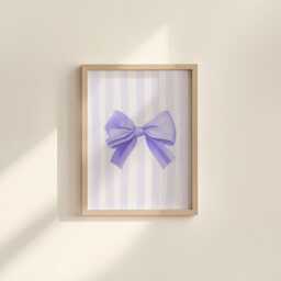 Thick Striped Lilac Bow Poster - A3 A4 A5 Print, Trendy Purple Bedroom Decor, Girly Wall Art, Prints - thumbnail 3