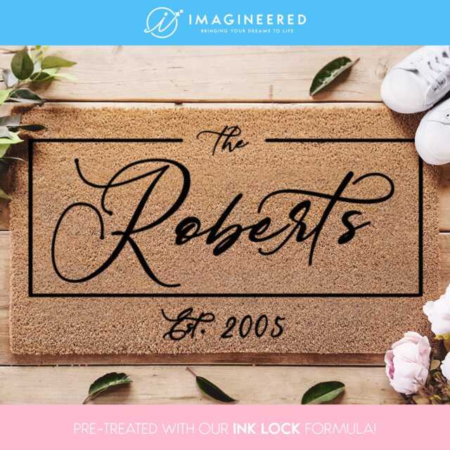 Personalized Family Last Name Doormat - Custom Rug Personalized Door Mat Engagement Gift Wedding Closing - image 1