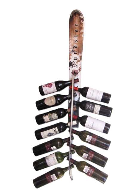 Wall Mounted Wine Rack Recycled Snow Ski, 12 Bottle Capacity - image 1