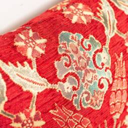 Red Chenille Turkish Pillow Cover Oriental Tulip Cushion - 16x16 In - thumbnail 2